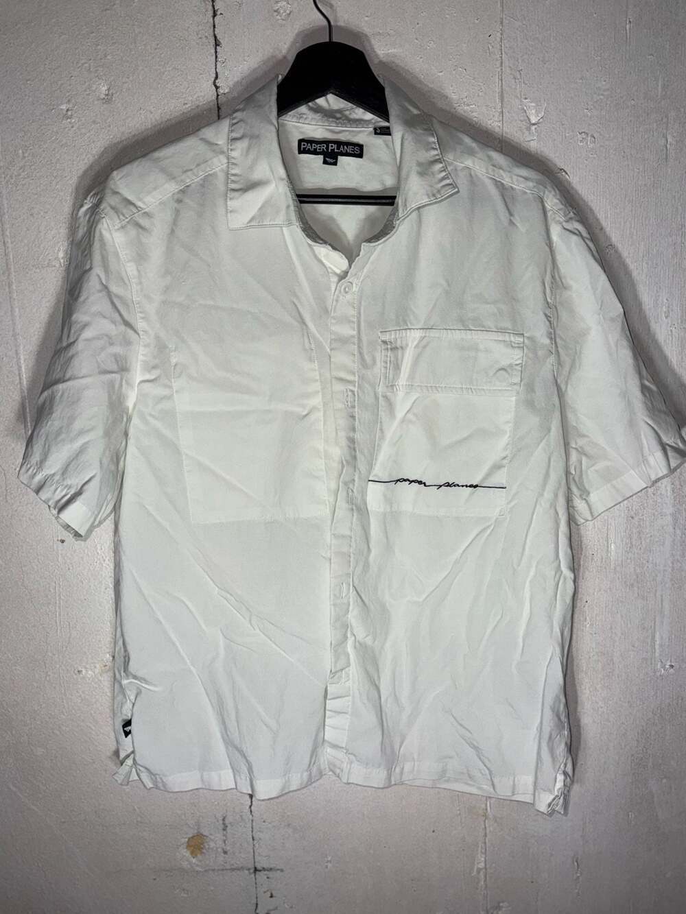 Paper Planes White Short Sleeve Cotton Tencel Button Down Shirt